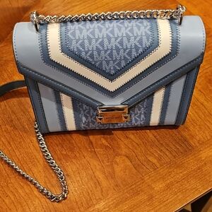 Michael Kors Blue and White Crossbody Bag